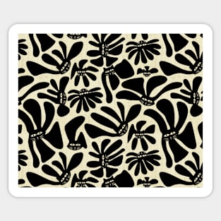 Black Cat Retro Whimsy Daisy Sticker